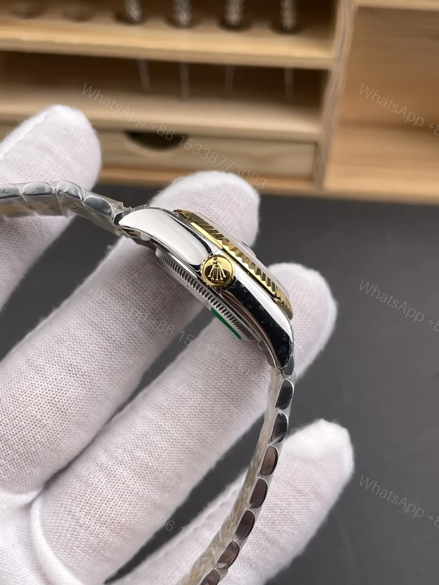 View 6 of Rolex Datejust 31 Stainless Steel Yellow Gold Fluted MOP Jubilee 278273-0028