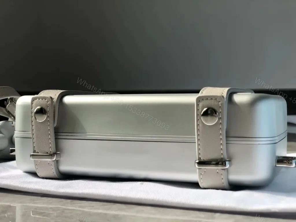 View 9 of Metallic Ribbed Crossbody: Dior-Branded Compact Case - 60 chars max