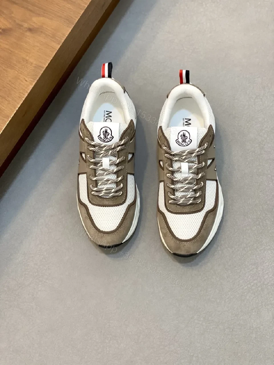 View 4 of Taupe Suede Mesh High-Top Sneaker with Cushioned Midsole