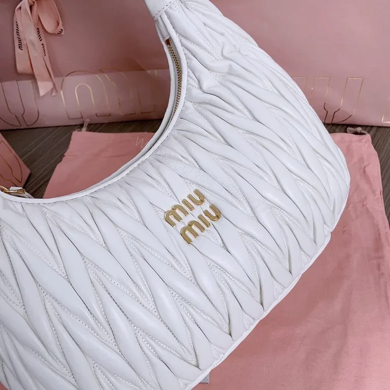View 6 of Quilted White Leather Bag â€” Top-Handle, Miu Miu-Style Luxury
