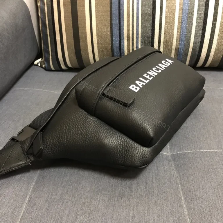 View 4 of Black Pebble Leather Belt Bag â€“ Balenciaga Style Waist Pack