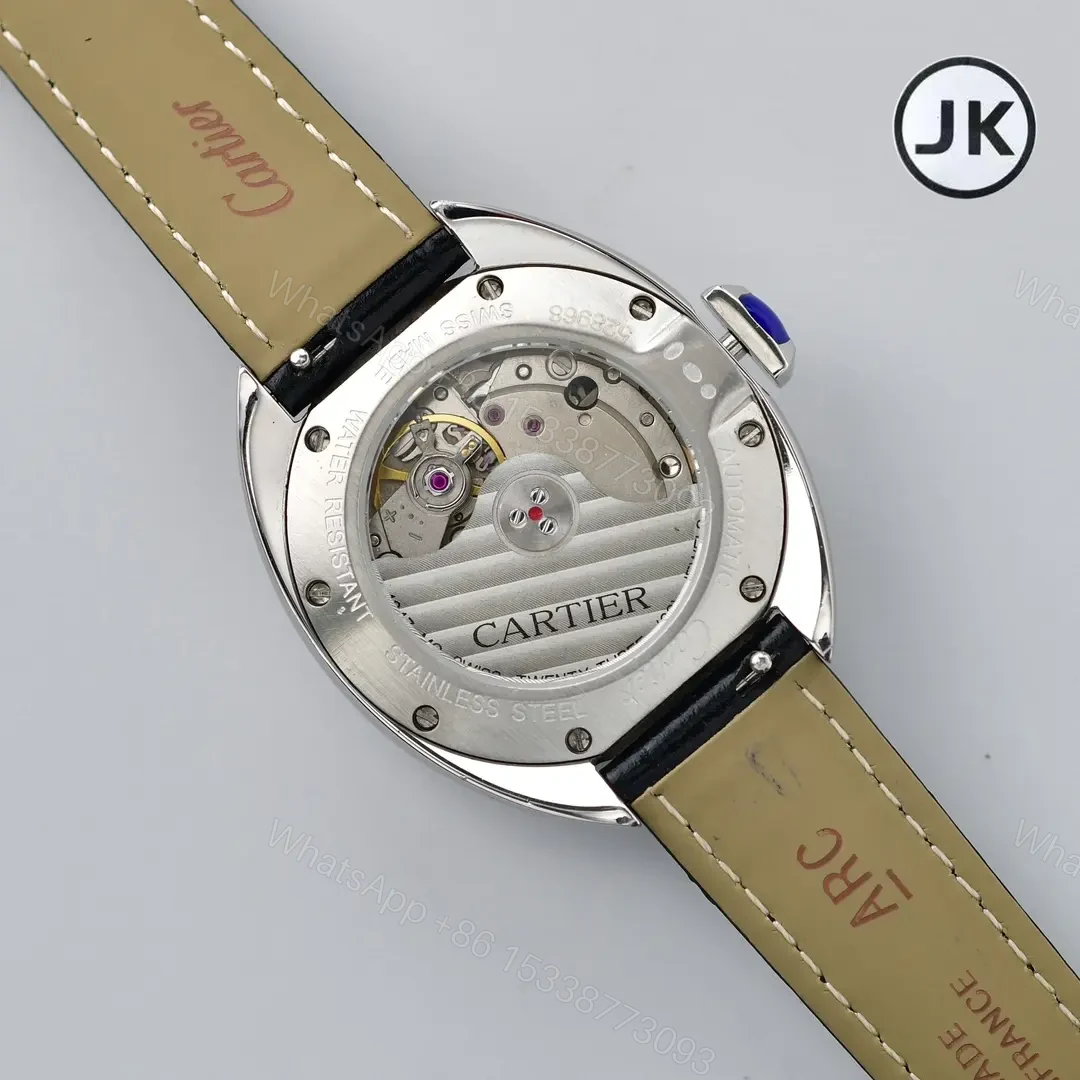 View 5 of Cartier CLE DE Cartier Key 2022 Women’s Watch – Silver Case, Black Leather Strap, Blue Roman Numerals
