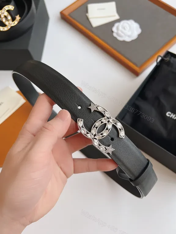 View 4 of Crystal CC Belt: Polished Leather Luxury Belt, All-Season Style