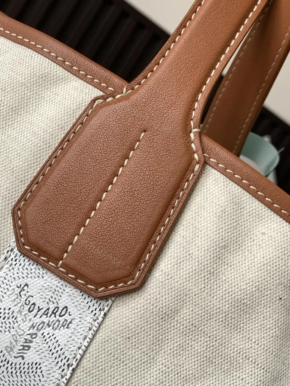 View 6 of Canvas-Textured Tote with Leather Trim – Everyday Luxury Carryall