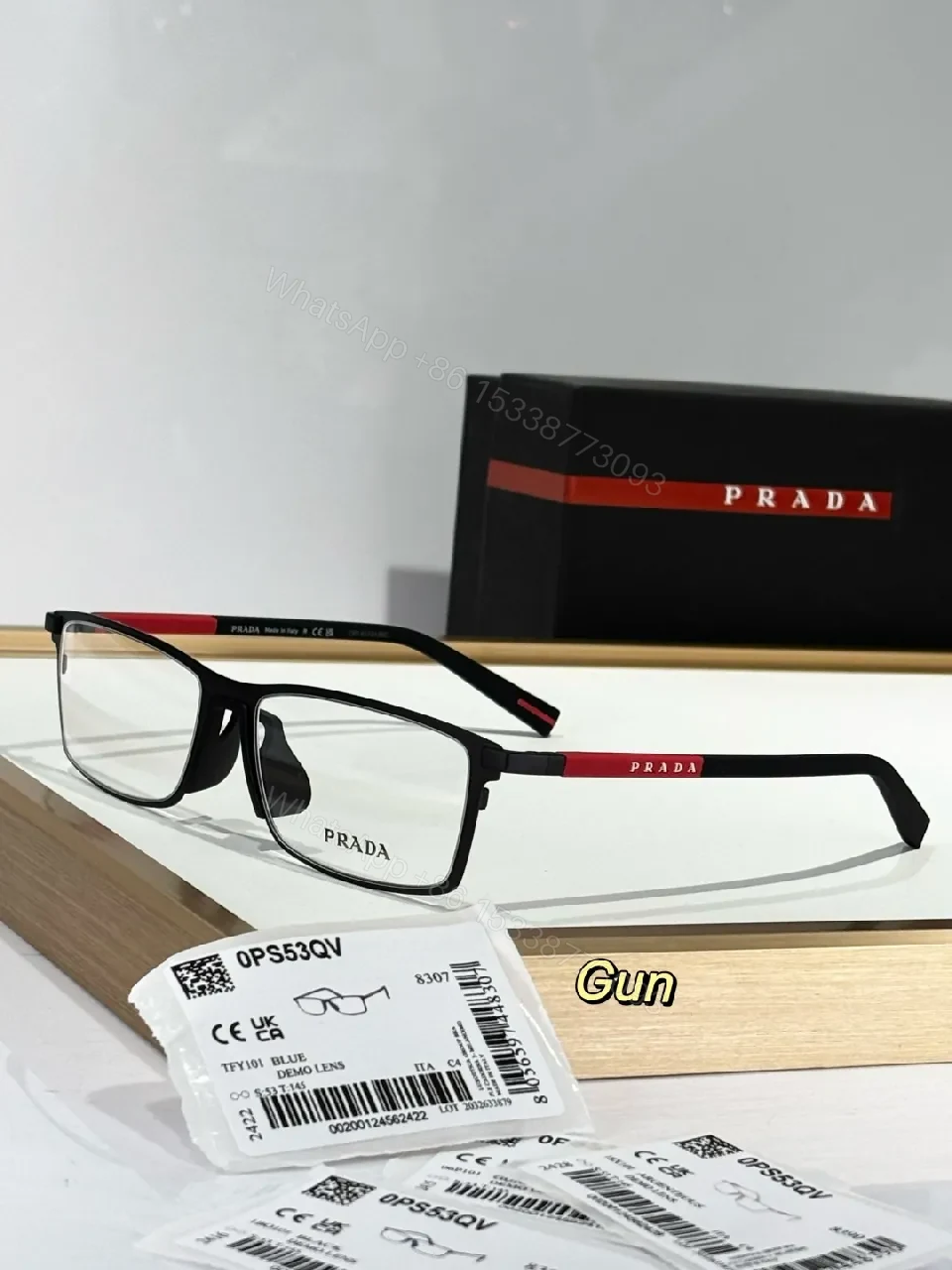 View 6 of Matte Black Acetate Frame with Red Accents Eyeglasses