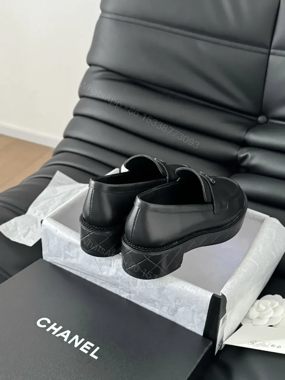 View 8 of Black Leather Loafers – Signature Hardware, Timeless Style