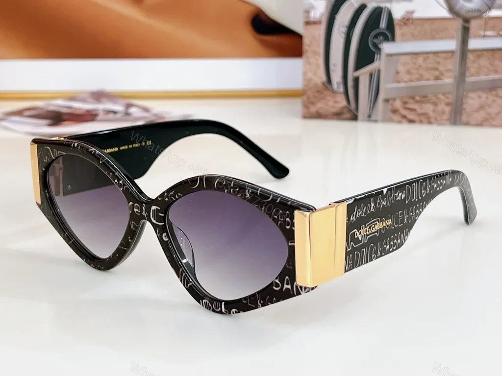 View 3 of Oversized Cat-Eye Sunglasses: Black, Gold Accents, Designer-Inspired