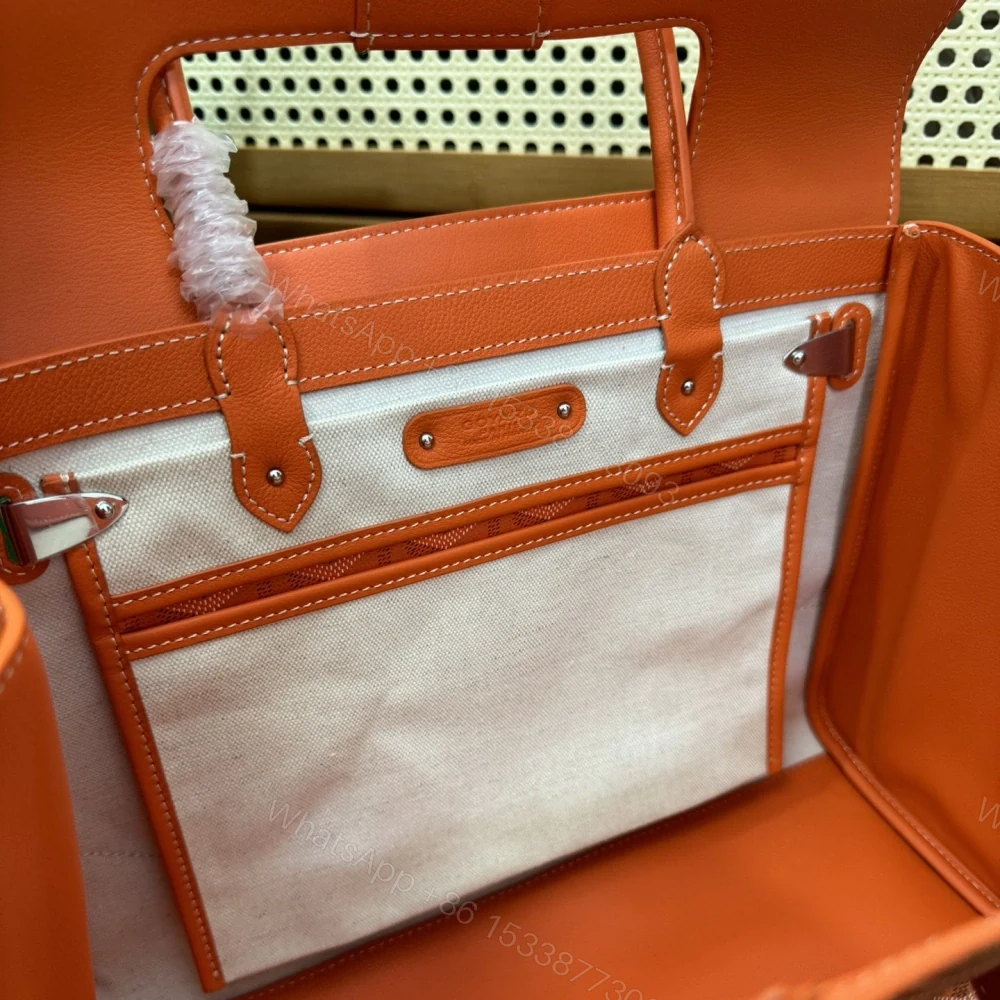 View 8 of 高仿Goyard*SAIGOC7手提托特包雙拼橙紅大號免檢版
