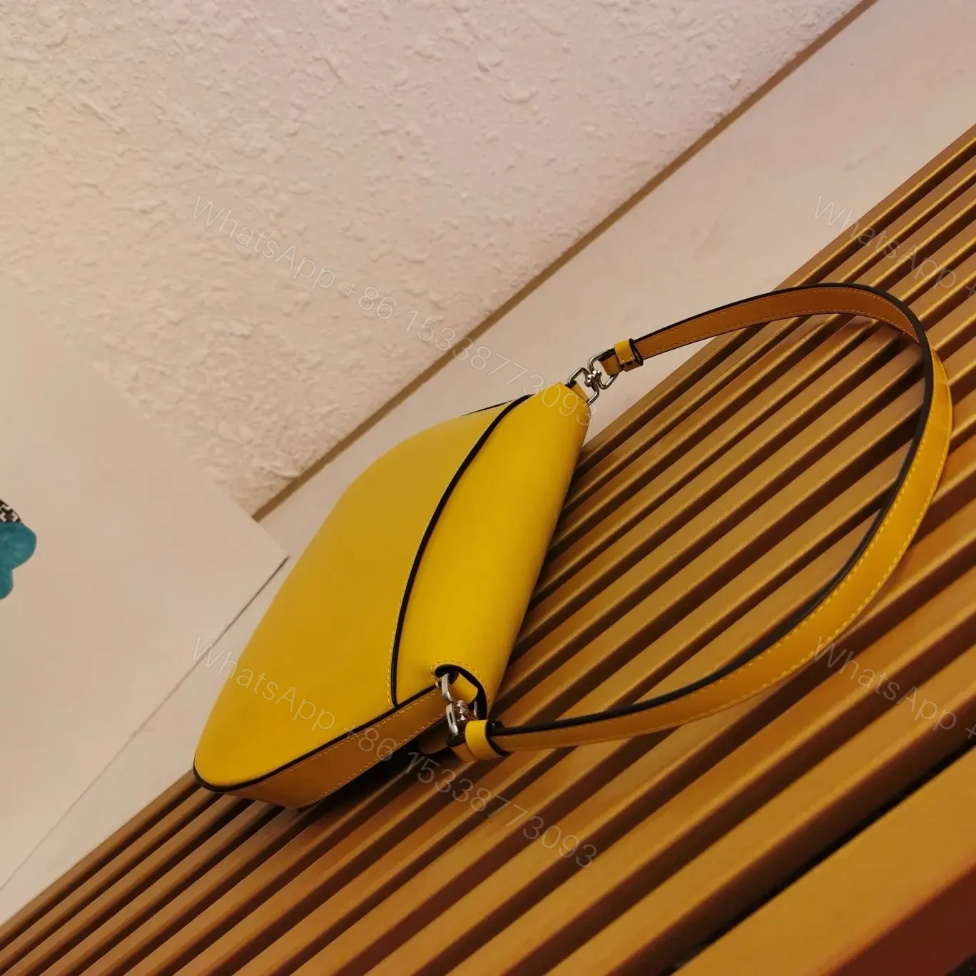 View 3 of PRADA SPAZZOLATO CLEO SHOULDER BAG IN YELLOW