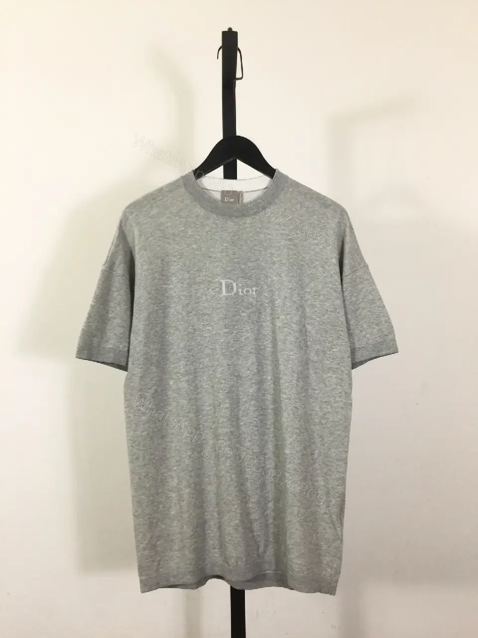 View 3 of Gray Cotton Oversized Dior Logo T-Shirt