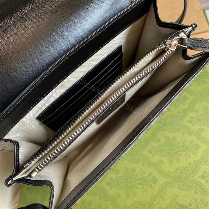 View 7 of GG EMBOSSED MESSENGER BAG BLACK GG EMBOSSED LEATHER COTTON LINEN LINING – GBC07