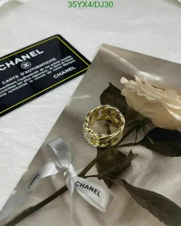 View 3 of Chanel Dupe Gold Fashion Ring for Women DJ3 1:1 Mirror