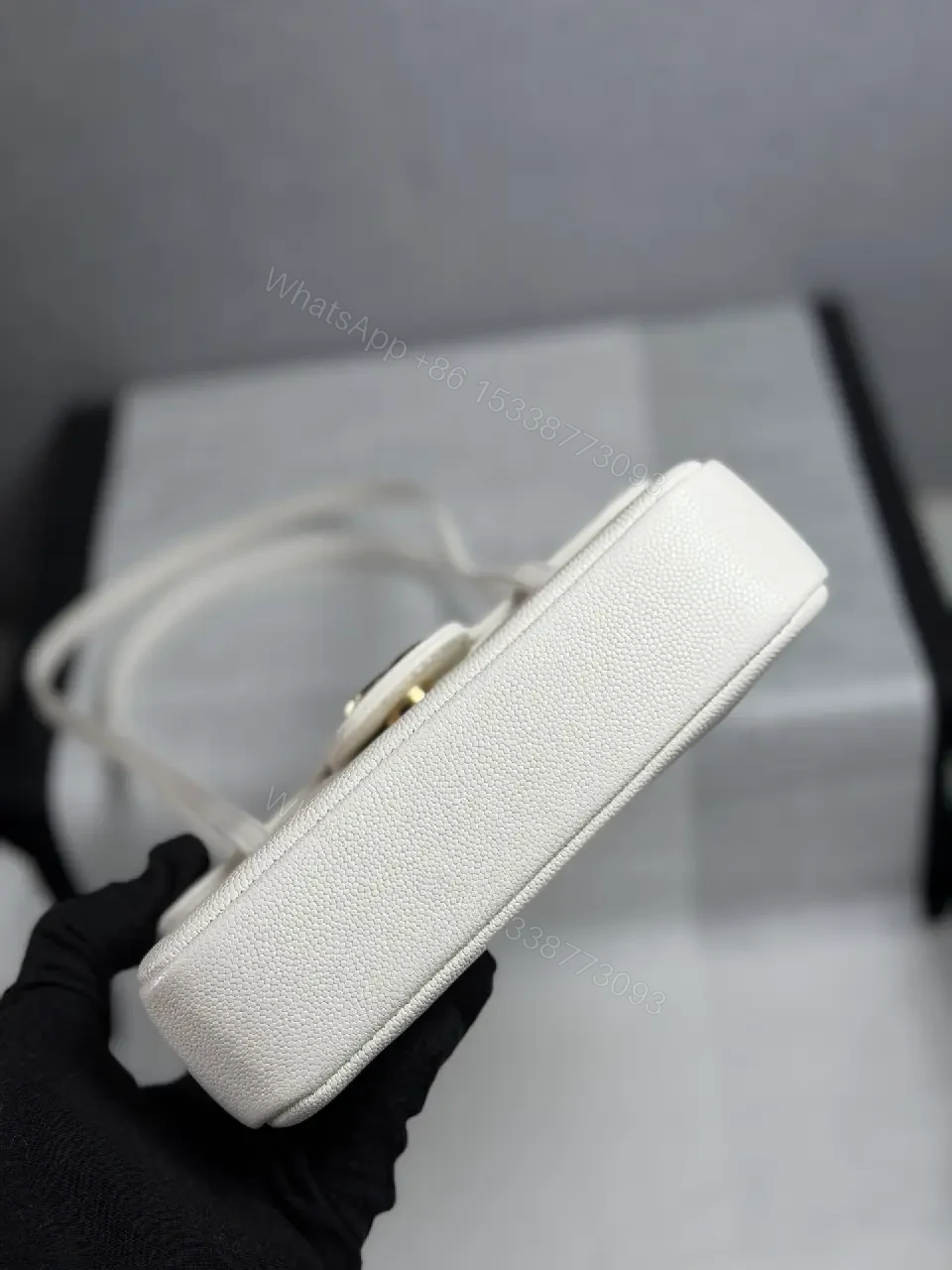 View 3 of Ivory Pebbled Calfskin Satchel: Compact Luxury Bag