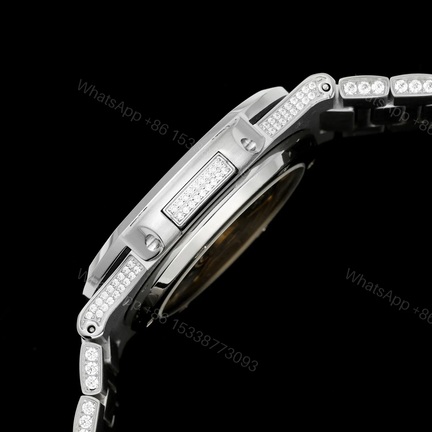View 8 of Patek Philippe Nautilus 5711 BD1 Full Diamond Watch 40mm Pavé Bracelet Edition AMG-PP-BD1-5711-2600-PAVE