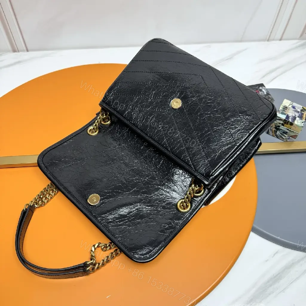 View 9 of Chic Black Quilted Leather Shoulder Bag with Gold Hardware