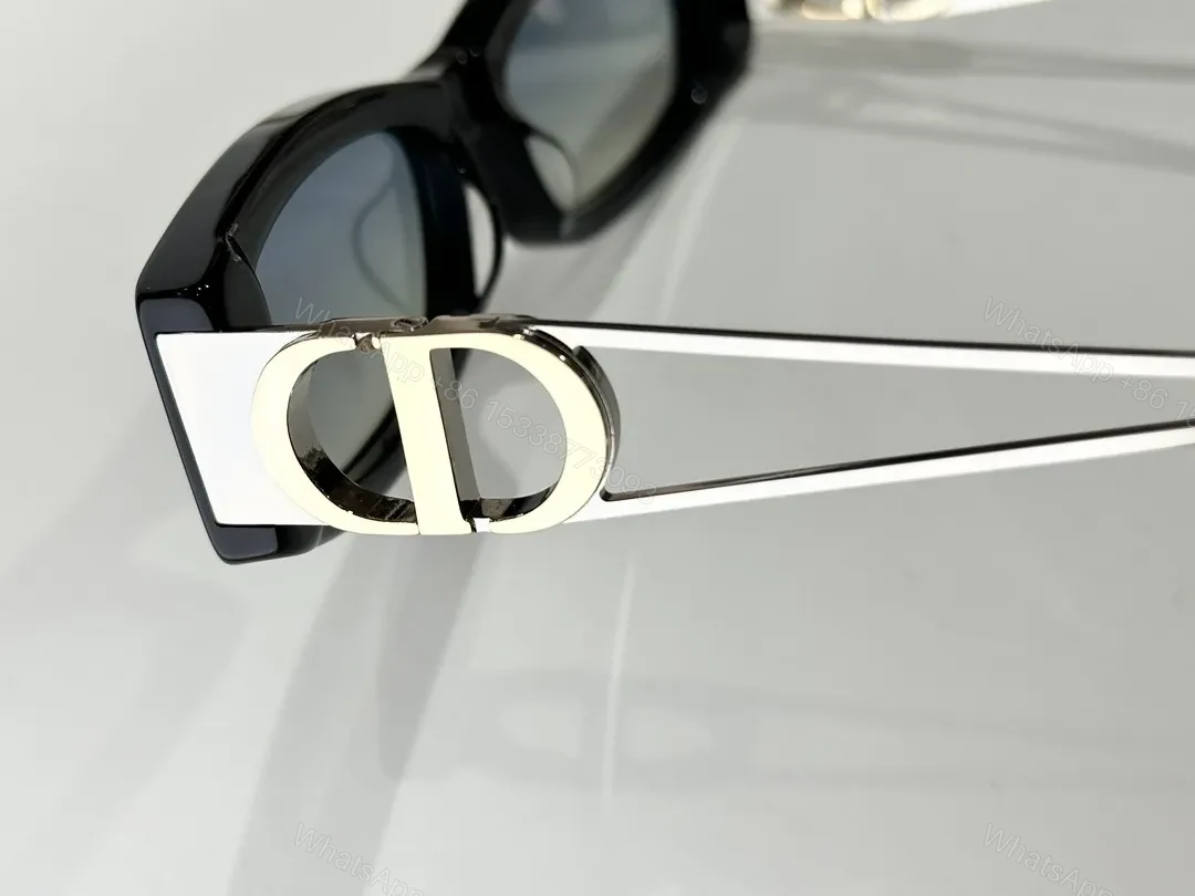 View 5 of White Rectangular Sunglasses with Dior-Gold Accents: Modern Luxury Sideways