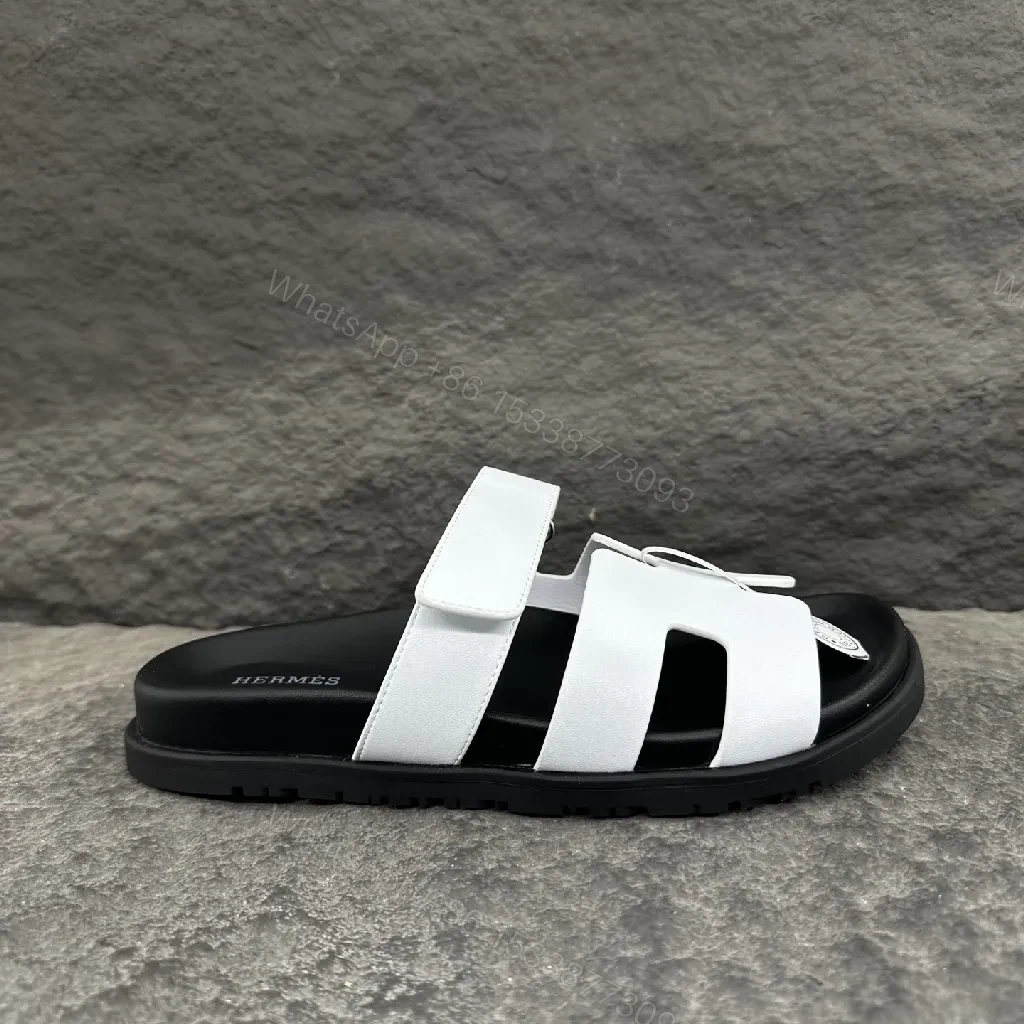 View 4 of Minimalist Luxury Leather Slides – Signature H-Cut, Cushioned Fit