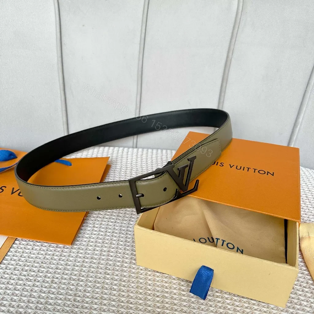 Olive Leather Belt: Monogram Buckle, Modern Craftsmanship — view 1