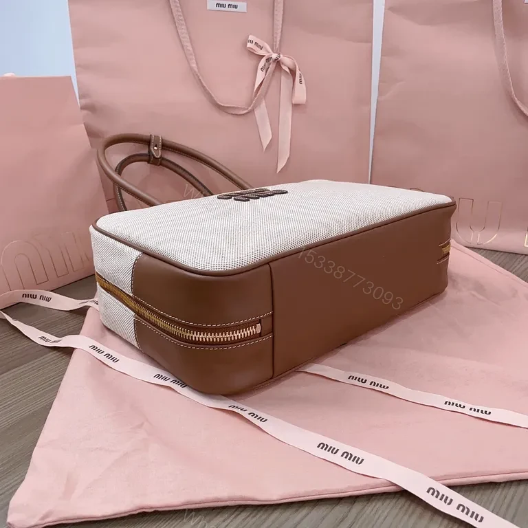 View 2 of Structured Texture Luxe Bag - Leather, Miu Miu-Inspired Style