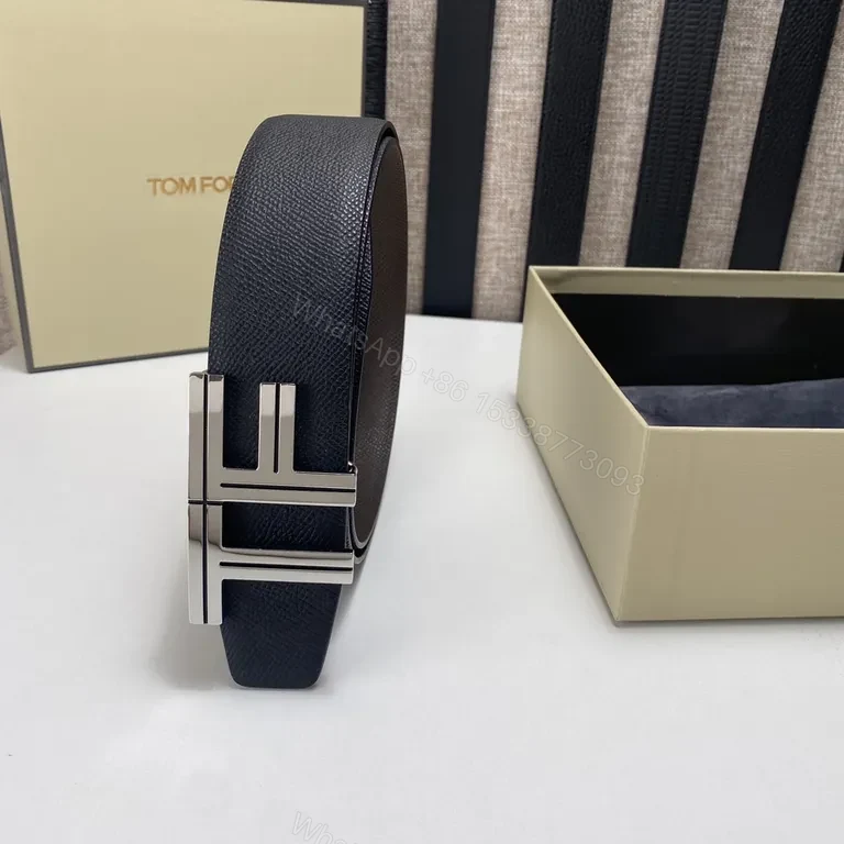 View 7 of Lux Calfskin Belt: TF-Inspired Buckle, Textured Matte Leather
