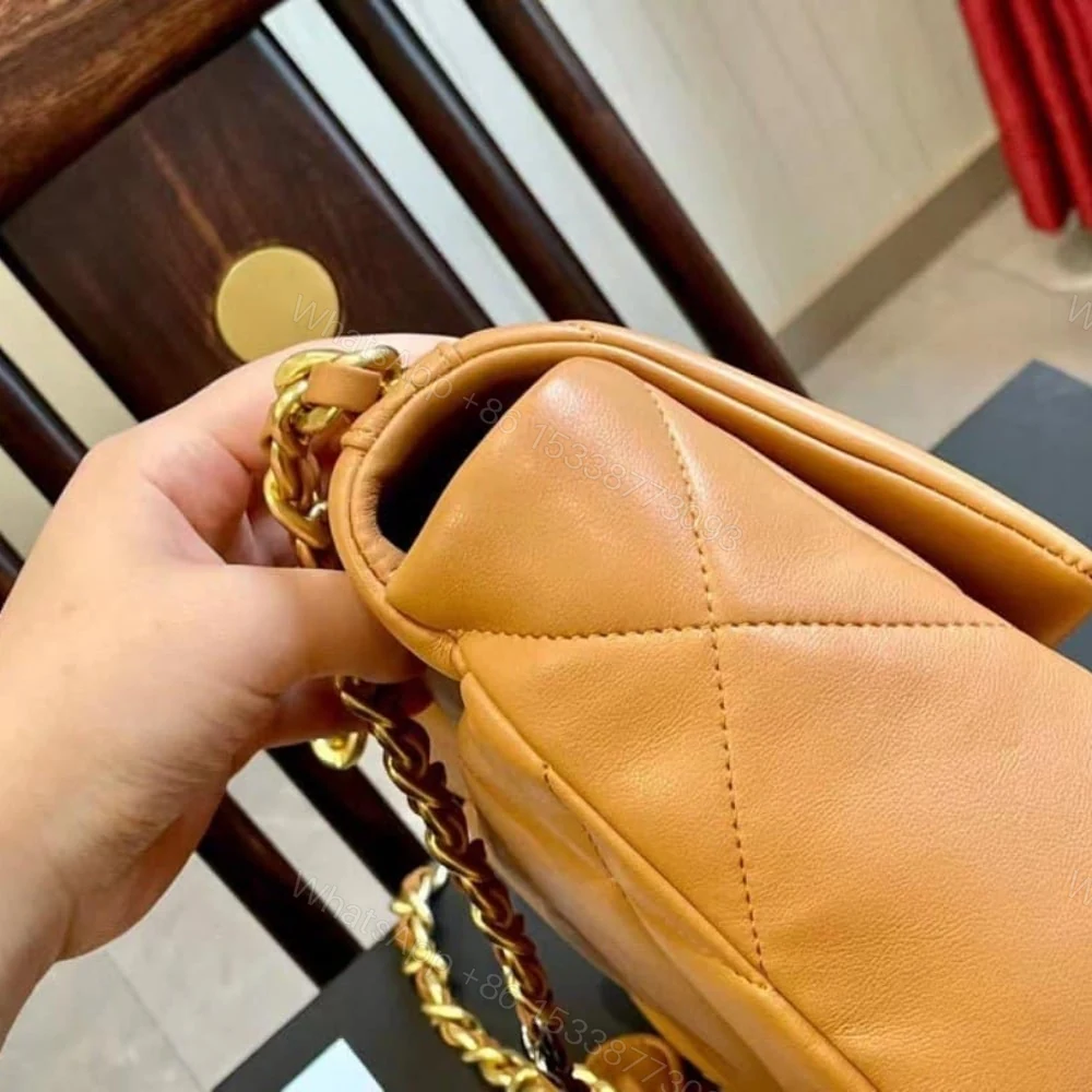 View 3 of Chanel 19 Flap Bag Shiny Gold And Silver Tone Camel 26Cm AS1160 B04852 NB356