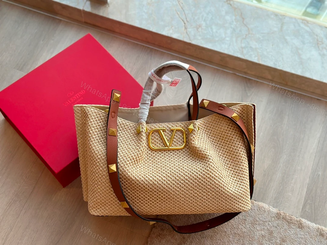 View 2 of VALENTINO GARAVANI MEDIUM STRAW SUMMER TOTE BEIGE 38CM
