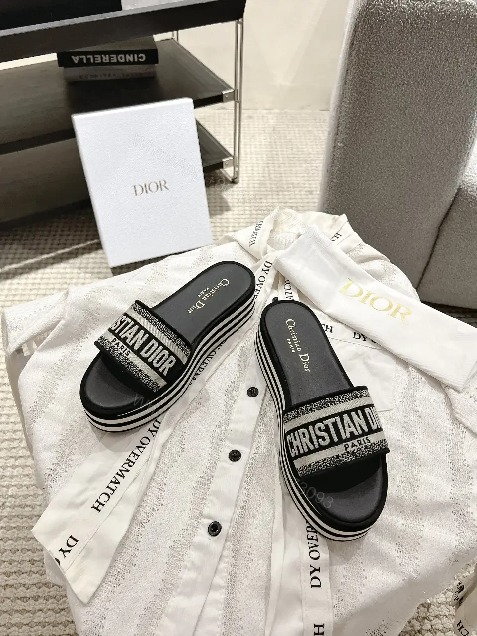 View 3 of Black Fabric Casual Comfort Arch Support Sliders
