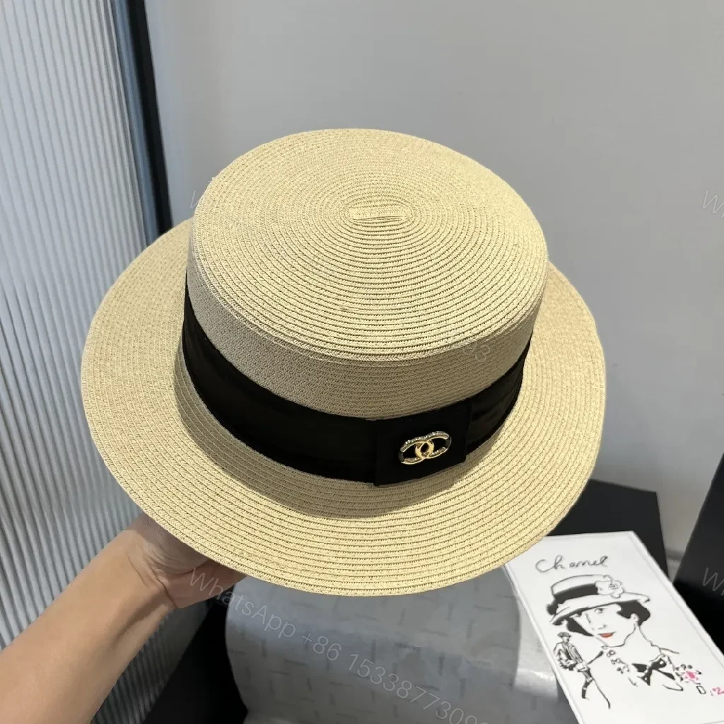 View 4 of Straw Boater Hat with Satin Band – All-Season Chic
