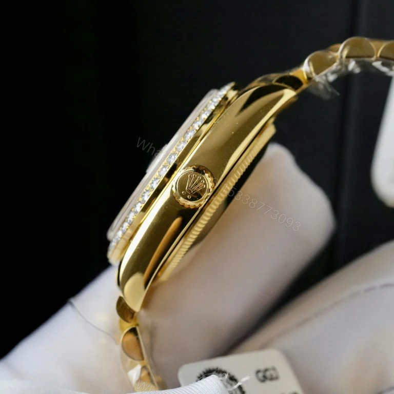 View 3 of Rolex Datejust 31mm Butterfly Dial Gold Wrapped 18K + Moissanite Diamonds Super Clone