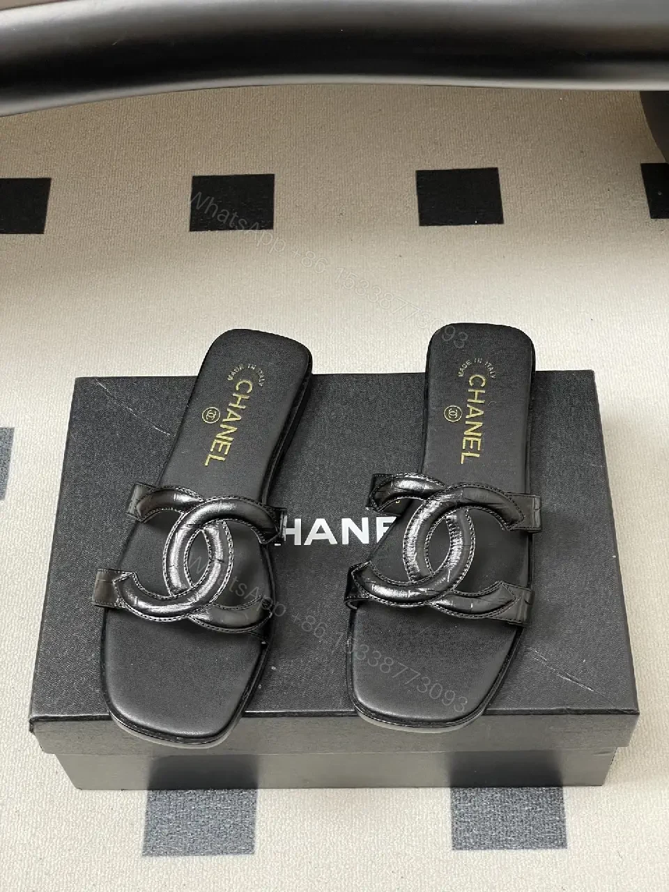 View 10 of Chic Leather Sandals: Minimalist, Cushioned, Black, Unisex Slips-ons
