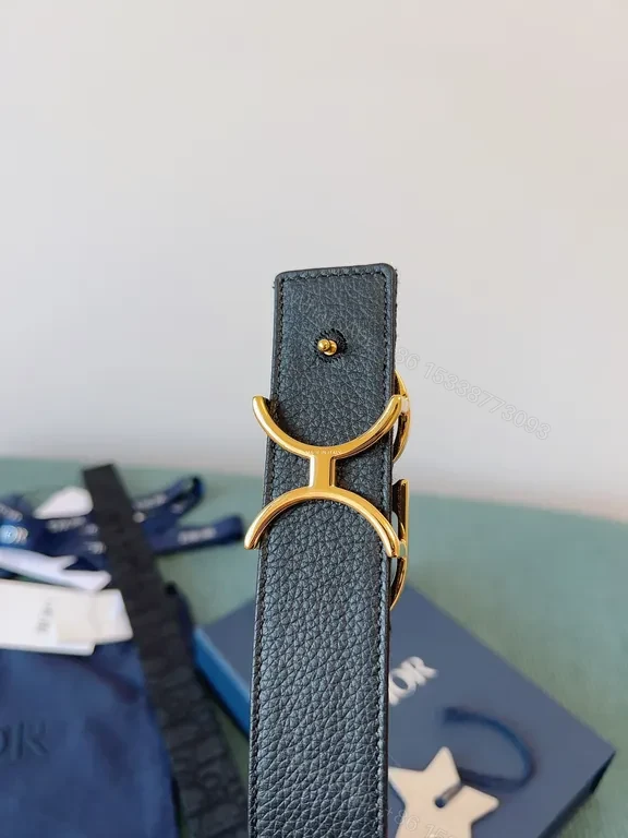 View 9 of Charcoal Leather Belt: Gold-CB Buckle Designer-Inspired Accessory