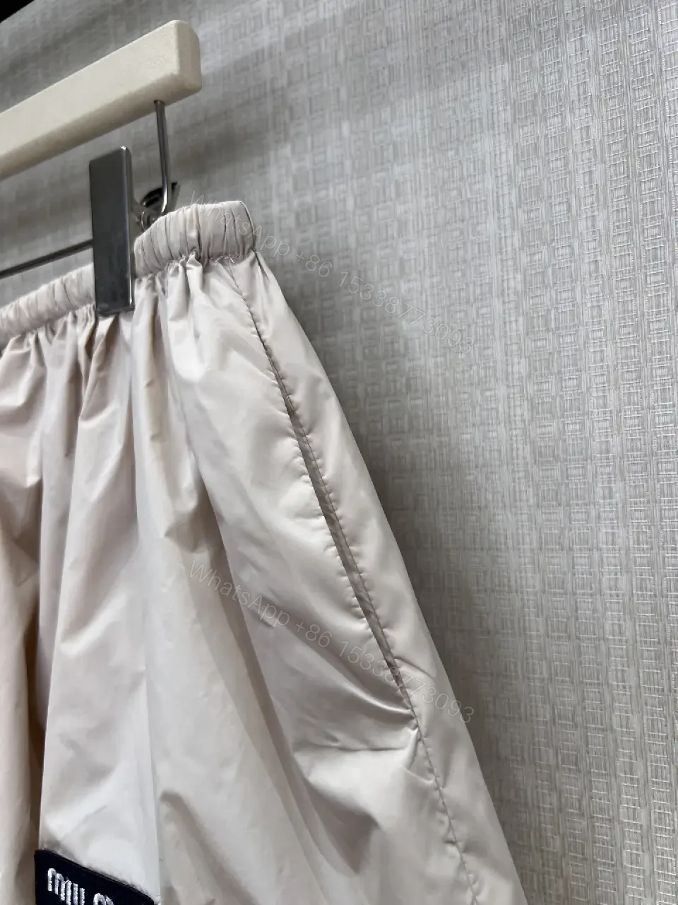 View 6 of Beige Nylon Short Skirt Drawstring Key Feature: Miu Miu Style