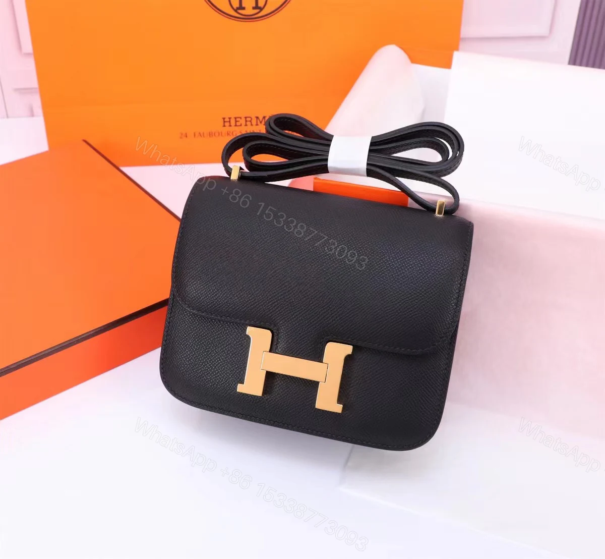 View 2 of Hermes Mini Constance 18 Black Gold Hardware 18Cm