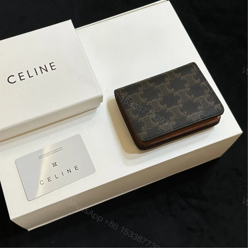 View 5 of CELINE SMALL TRIOMPHE CANVAS TAN WALLET BROWN 11CM