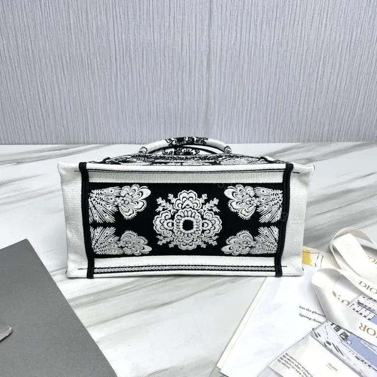 View 5 of Bold Couture Tote: Black-White Tapestry Designer Tote
