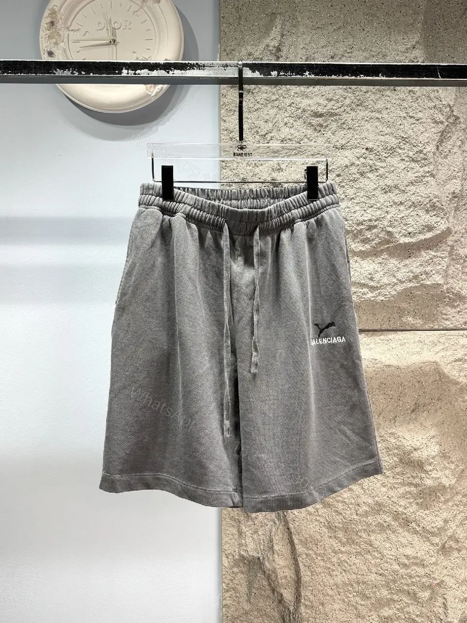 View 10 of Gray Cotton-Blend Relaxed Shorts with Subtle Accent