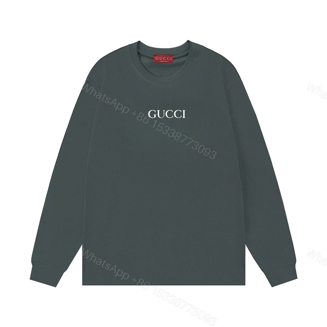 Gucci高仿男士墨綠色長袖T恤 極簡設計展現低調奢華感 — view 1