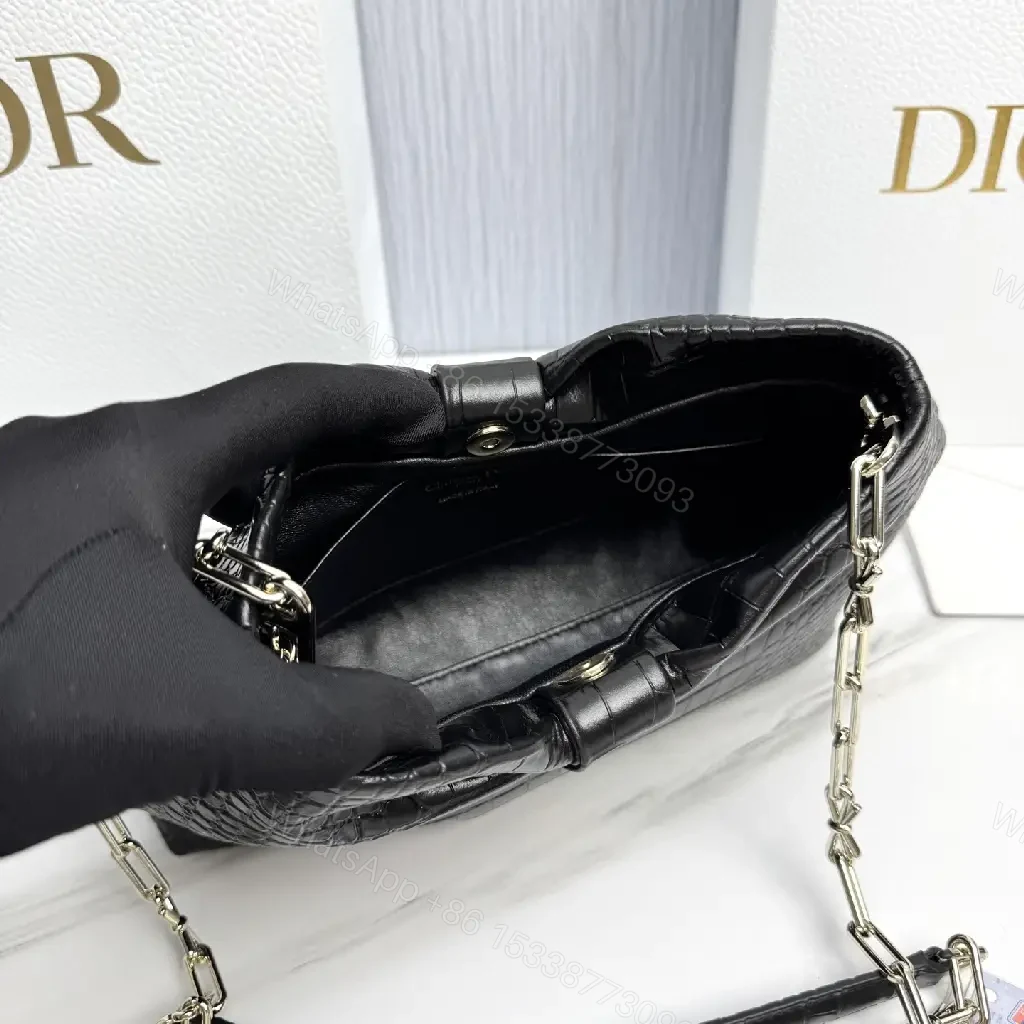 View 6 of Croc-Texture Bow Clutch: Leather Luxury, All-Day Glam