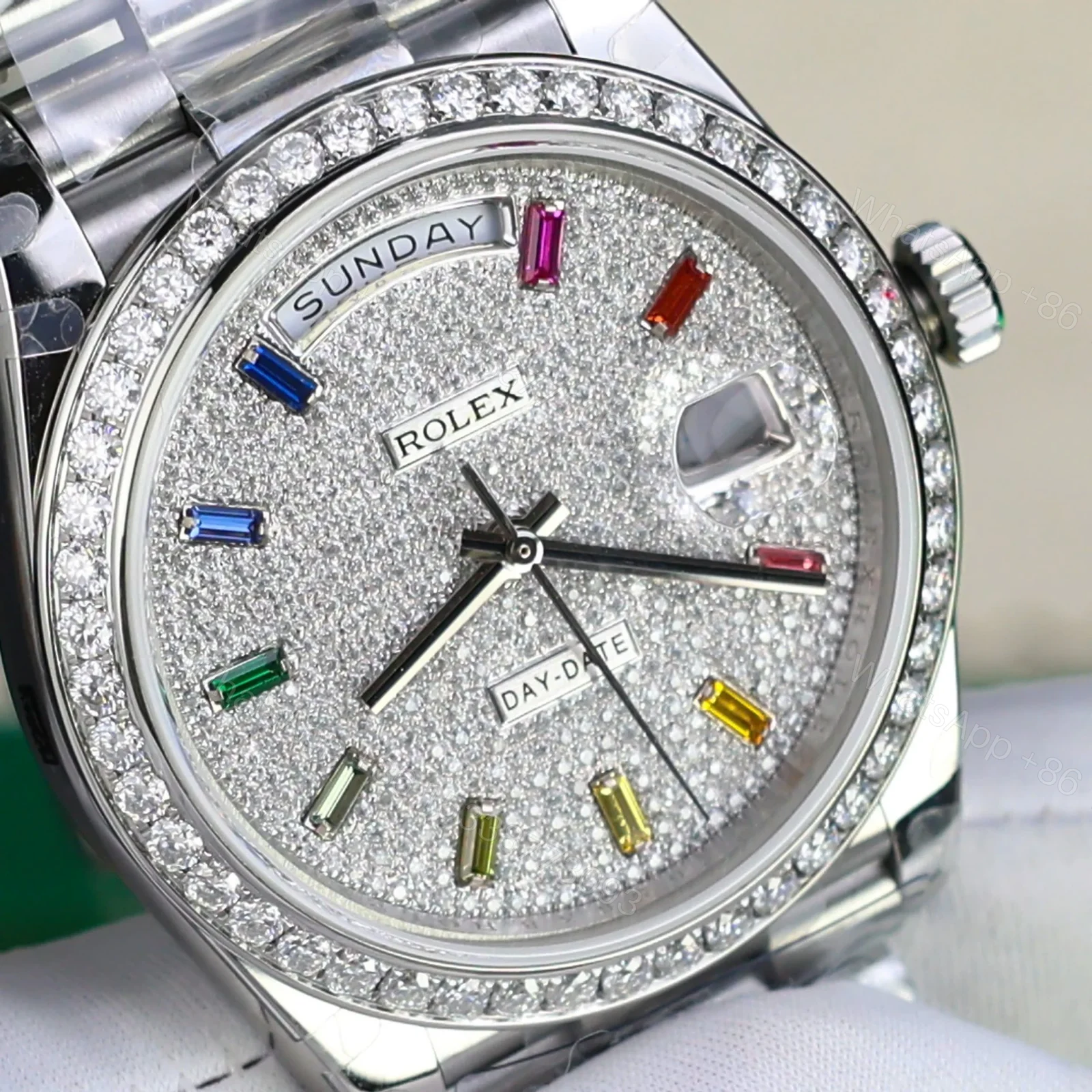 View 8 of Superclone Rolex Day-Date Diamond-Paved Dial 128349rbr-0006 36 mm