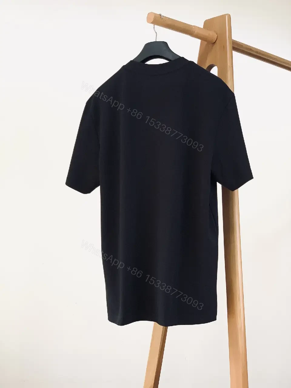 View 7 of Black Cotton Short-sleeve Tee Distressed "DIOR" Chest T-shirt
