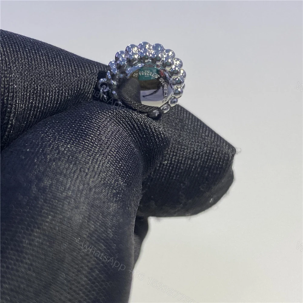 View 3 of Replica VCA 18k White Gold Perlee Necklace Pave Diamonds