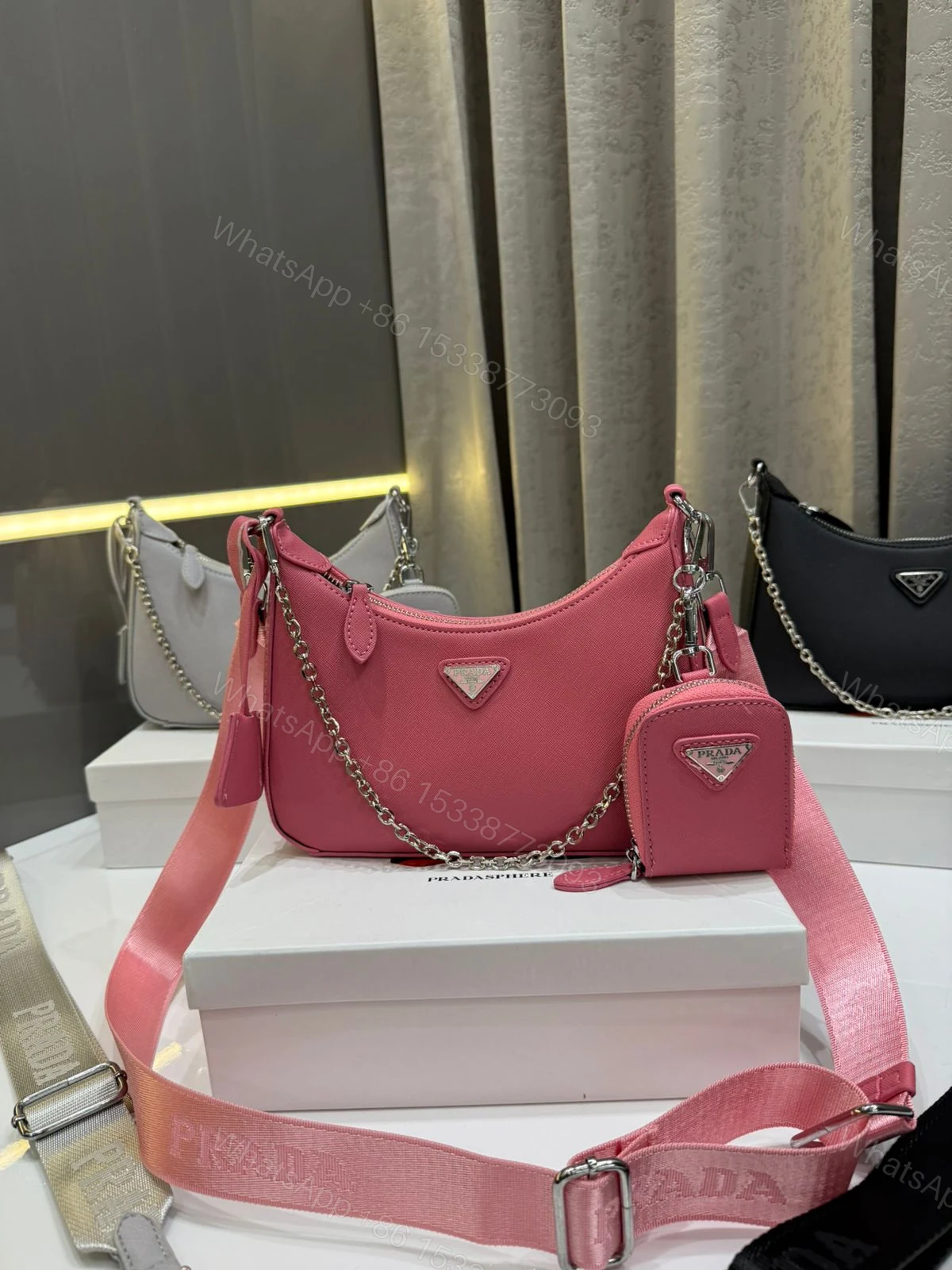 View 3 of FIRST COPY PRADA RE-EDITION POCHETTE CROSSBODY BAG