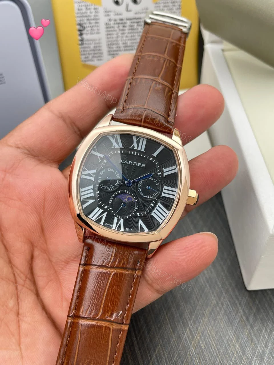 View 3 of FIRST COPY Cartier Lethar belt watch for men