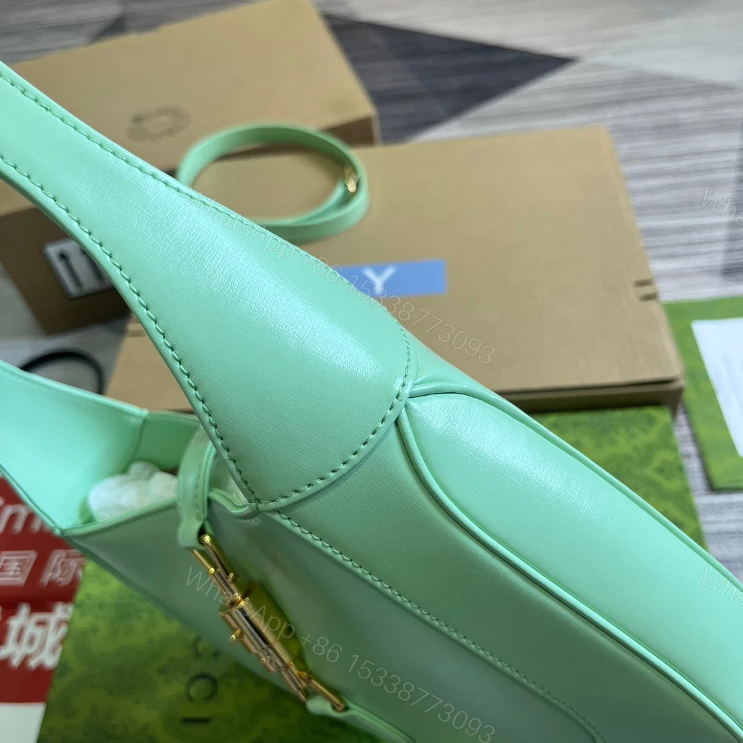 View 4 of GG JACKIE SMALL 28 SHOULDER BAG IN LIGHT GREEN CALFSKIN