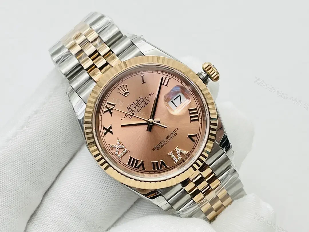 View 2 of Rolex Datejust 36 Stainless Stainless Steel – Everose – Fluted Rose Roman Diamond Jubilee 126231-0049