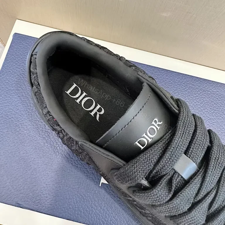 View 9 of Black Monochrome Textured Sneaker - Subtle Dior-Inspired Luxury