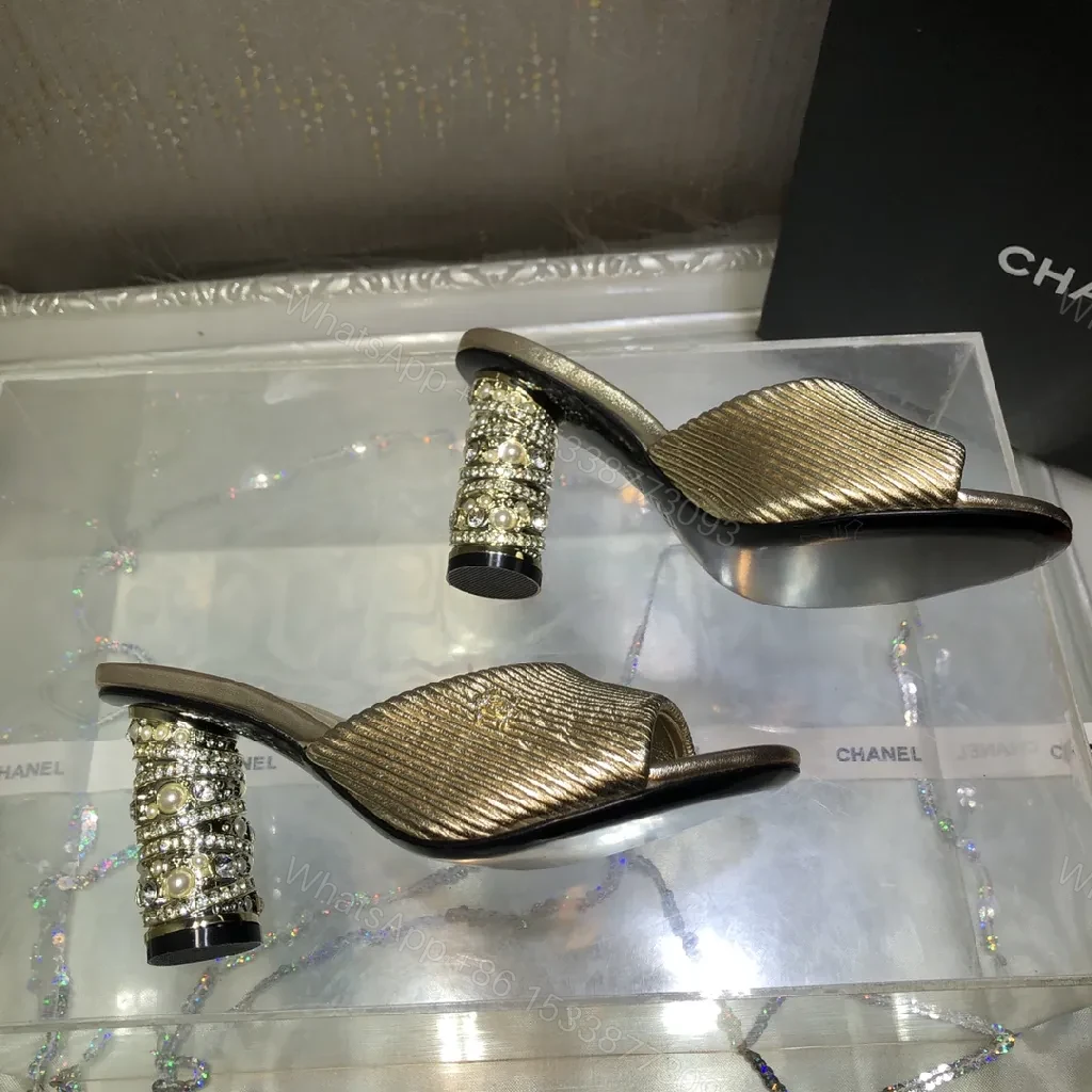 View 4 of Glam Metallic Slip-Ons: Sculpted Heel Luxury Mules
