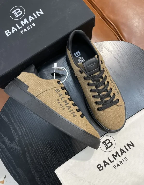 View 8 of Olive Canvas Balmain Sneakers: Luxe Low-Profile Comfort