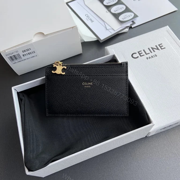 Black Calfskin Cardholder with Gold Hardware — view 1