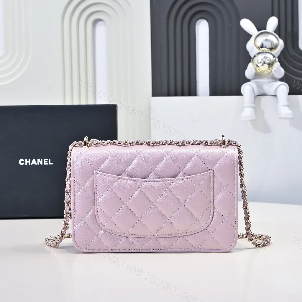View 6 of Pink Quilted Mini Bag with Chain Strap - Lux